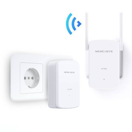 Kit Adaptador Powerline Mercusys MP510 KIT AV1000 Homeplug AV2 Gigabit Wi-Fi 300Mbps