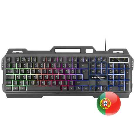 Teclado Gaming Mars Gaming MK120 - Alumínio - Iluminação FRGB - Suporte para Smartphone - Português - Cor Preta