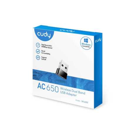 Adaptador Wi-Fi Cudy WU650 Mini USB 2.0 AC650 Dual Band - até 433 Mbps em 5 GHz