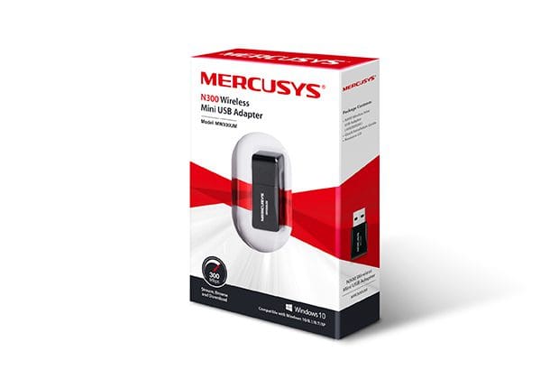 Adaptador sem fio Mercusys N300 Mini USB 2.0 – Até 300 Mbps – Preto
