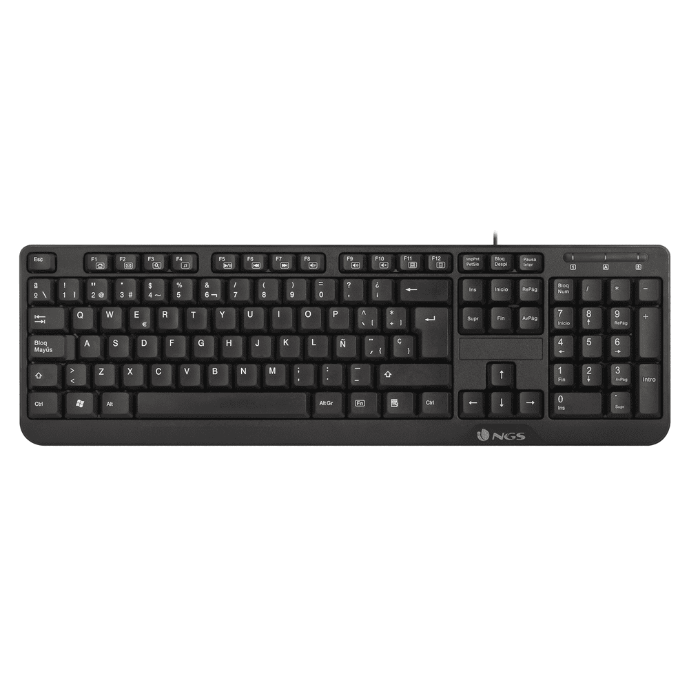 Teclado NGS Funky v3 com 12 teclas multimídia – Cabo de 1,4 m – QWERTY português