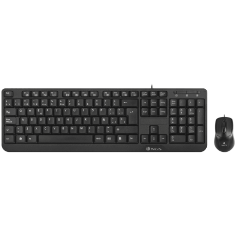 Cocoa Kit de teclado e mouse multimídia com fio NGS – Teclado QWERTY português – 12 teclas multimídia