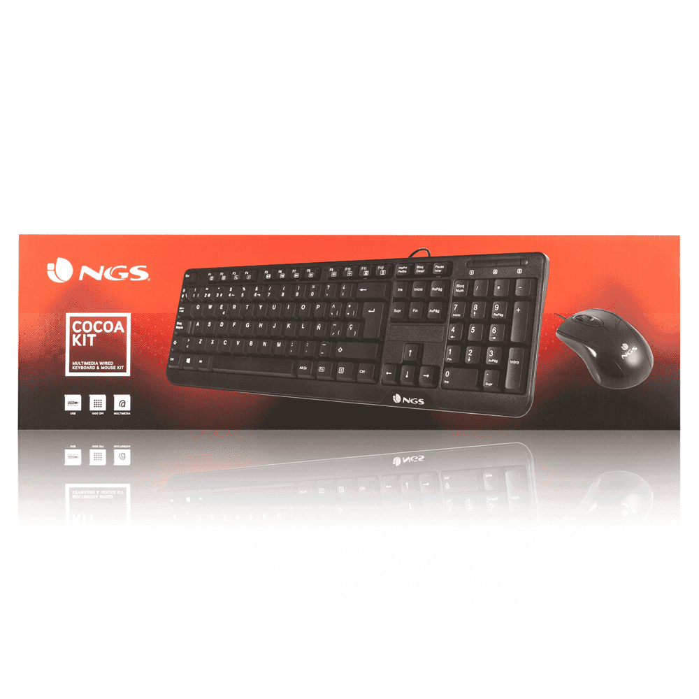 Cocoa Kit de teclado e mouse multimídia com fio NGS - Teclado QWERTY português - 12 teclas multimídia - Image 2