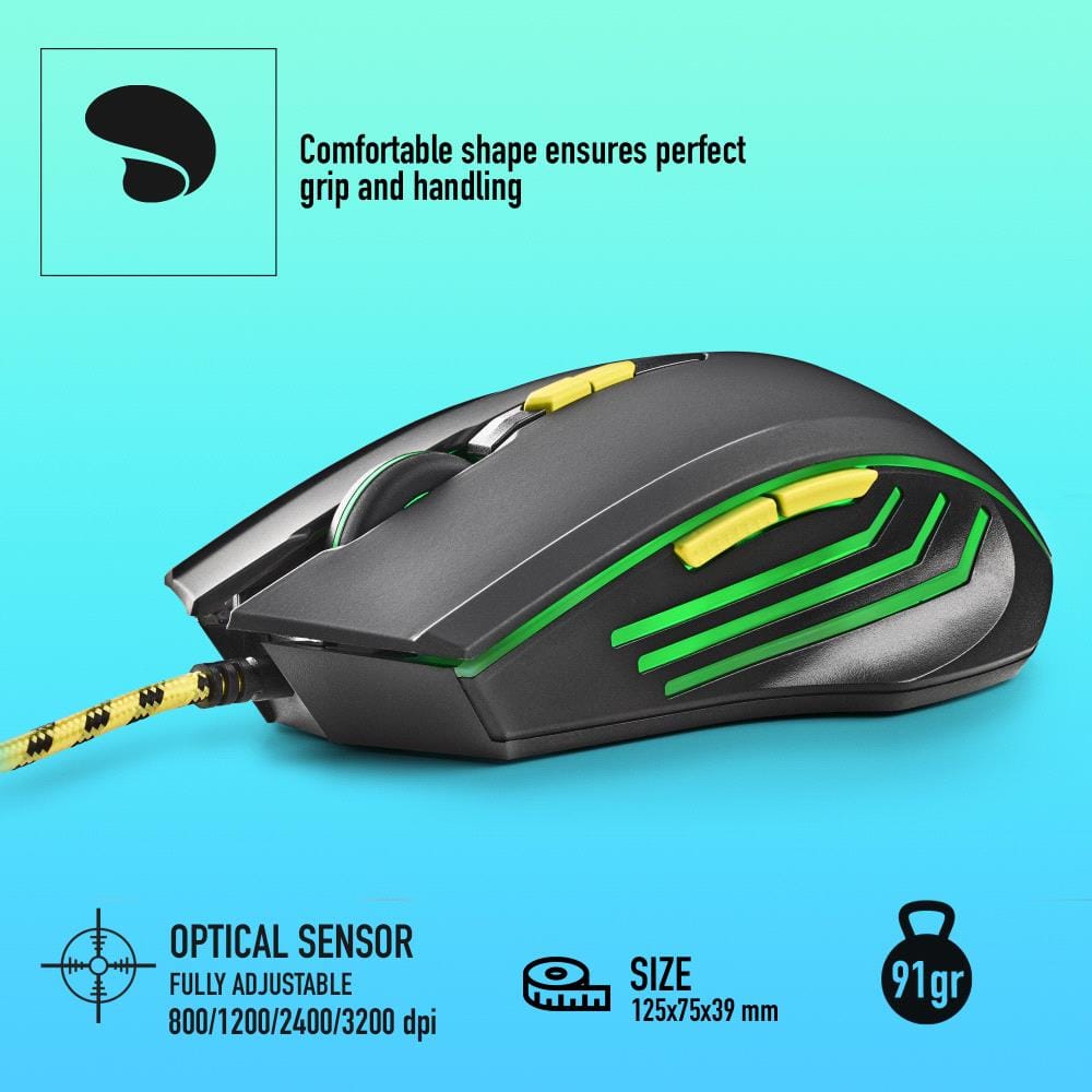 NGS GMX-123 Rato de gaming com fio e luz LED 800/1200/2400/3200 DPI. - Image 2